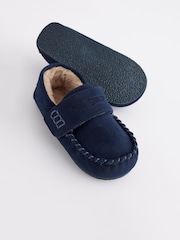 Navy Mocassin Warm Lined Slippers - Image 3 of 5