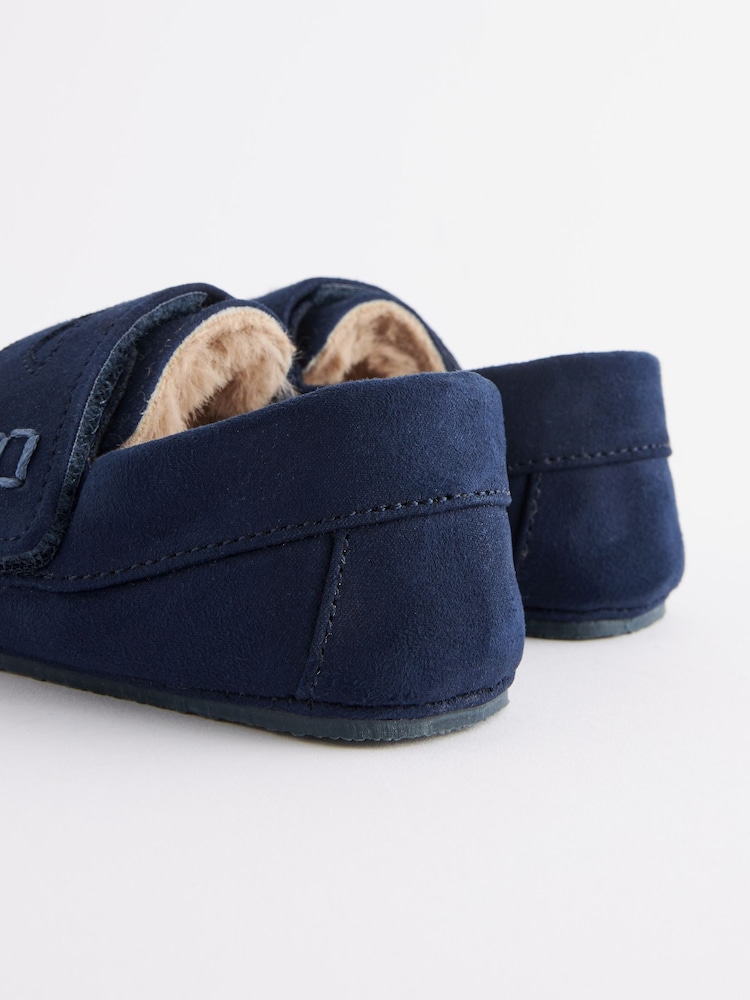 Navy Mocassin Warm Lined Slippers - Image 5 of 5