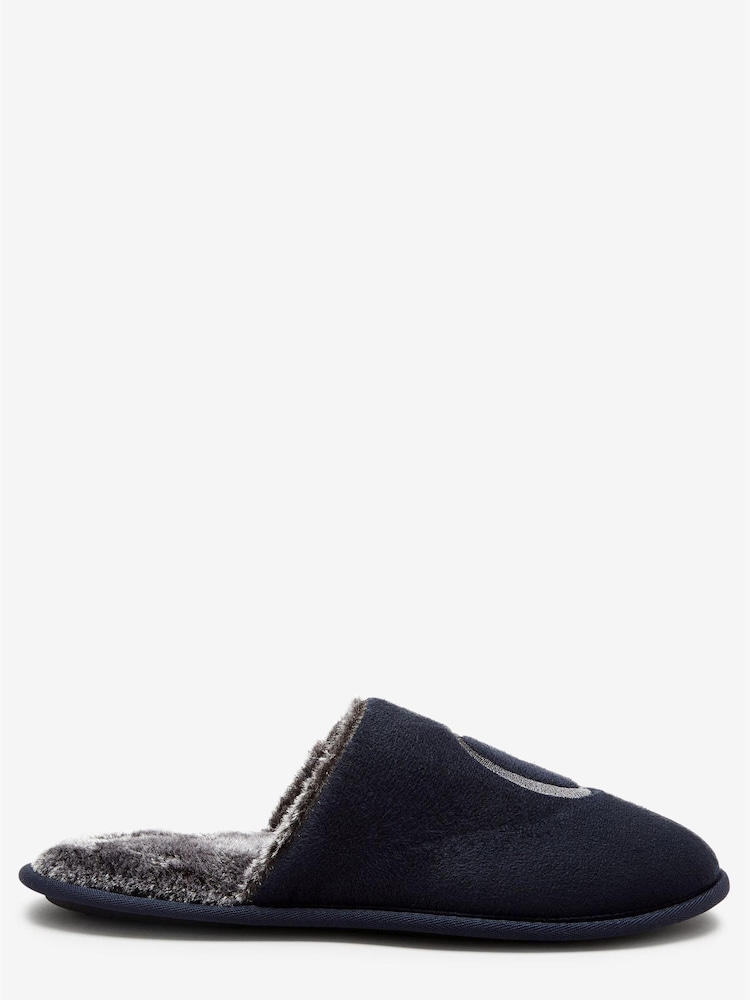 Navy Small Monogram Slippers - Image 1 of 6 Navy Small Monogram Slippers - Image 1 of 6