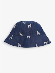 JoJo Maman Bébé Chambray Kids' Zebra Embroidered Sun Hat - Image 1 of 1