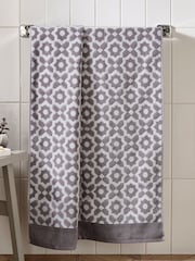 Grey Tile Geo Towel 100% Cotton - Image 1 of 4