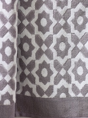 Grey Tile Geo Towel 100% Cotton - Image 3 of 4