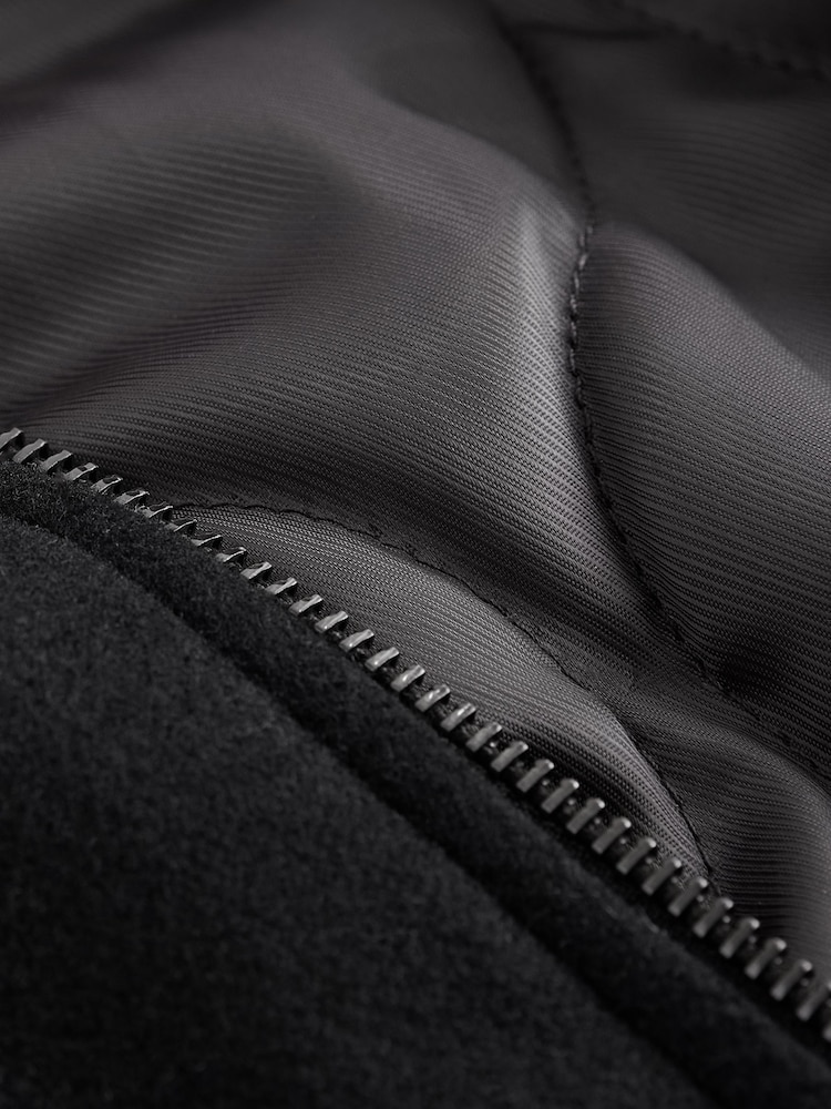 Black Padded Bomber Jacket with Wool - Image 12 of 12