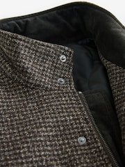 Brown Dogtooth Four Pocket Padded Coat with Wool - Image 10 of 13