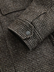 Brown Dogtooth Four Pocket Padded Coat with Wool - Image 13 of 13