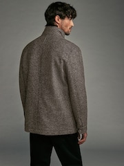 Brown Dogtooth Four Pocket Padded Coat with Wool - Image 3 of 13