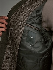 Brown Dogtooth Four Pocket Padded Coat with Wool - Image 6 of 13