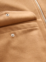 Camel Neutral Zip Through Padded Jacket with Wool - Image 10 of 11