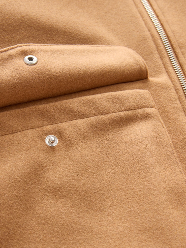 Camel Neutral - Wełniana kurtka pikowana zapinana na zamek - Image 10 of 11
