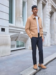 Camel Neutral Zip Through Padded Jacket with Wool - Image 2 of 11