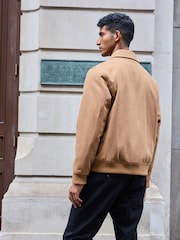 Camel Neutral Zip Through Padded Jacket with Wool - Image 3 of 11