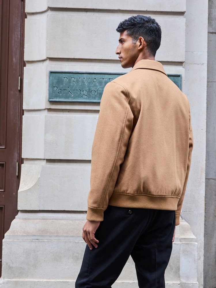 Camel Neutral - Wełniana kurtka pikowana zapinana na zamek - Image 3 of 11