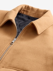 Camel Neutral Zip Through Padded Jacket with Wool - Image 8 of 11