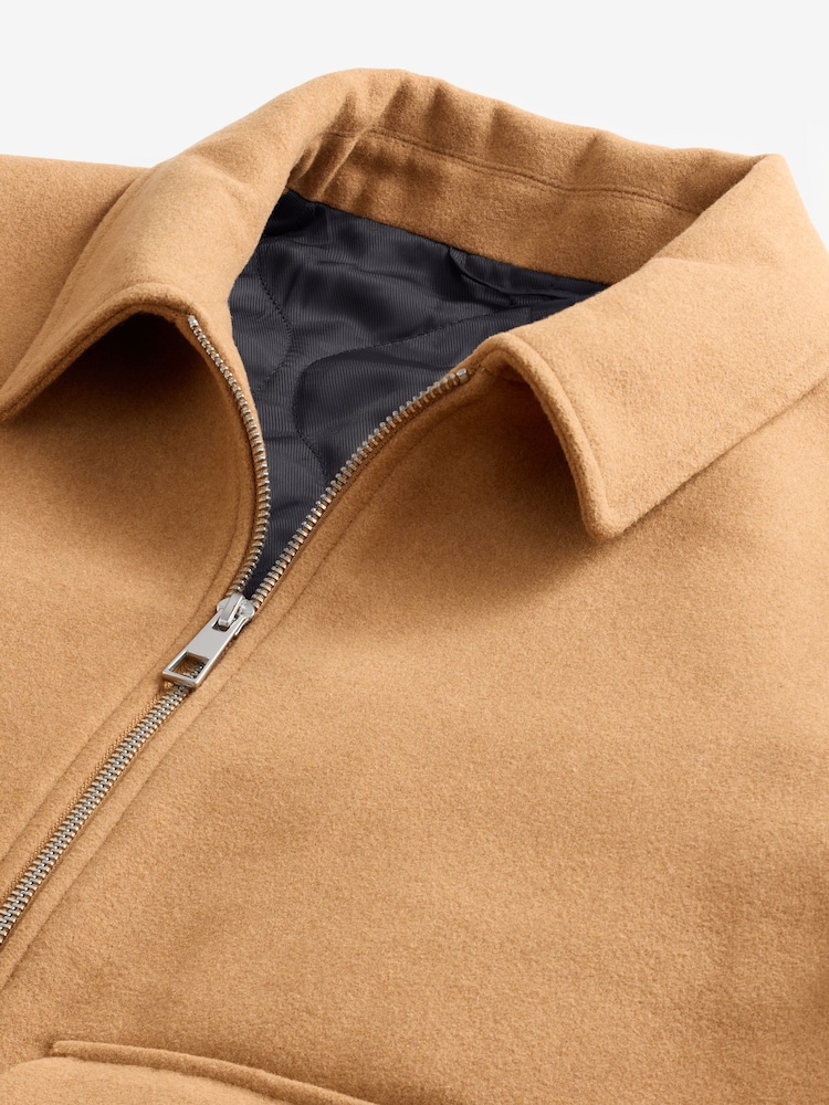 Camel Neutral - Wełniana kurtka pikowana zapinana na zamek - Image 8 of 11