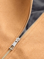 Camel Neutral Zip Through Padded Jacket with Wool - Image 9 of 11