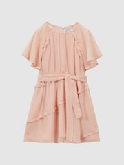Reiss Pink Aubrey Belted Frill Dress - Image 2 of 6