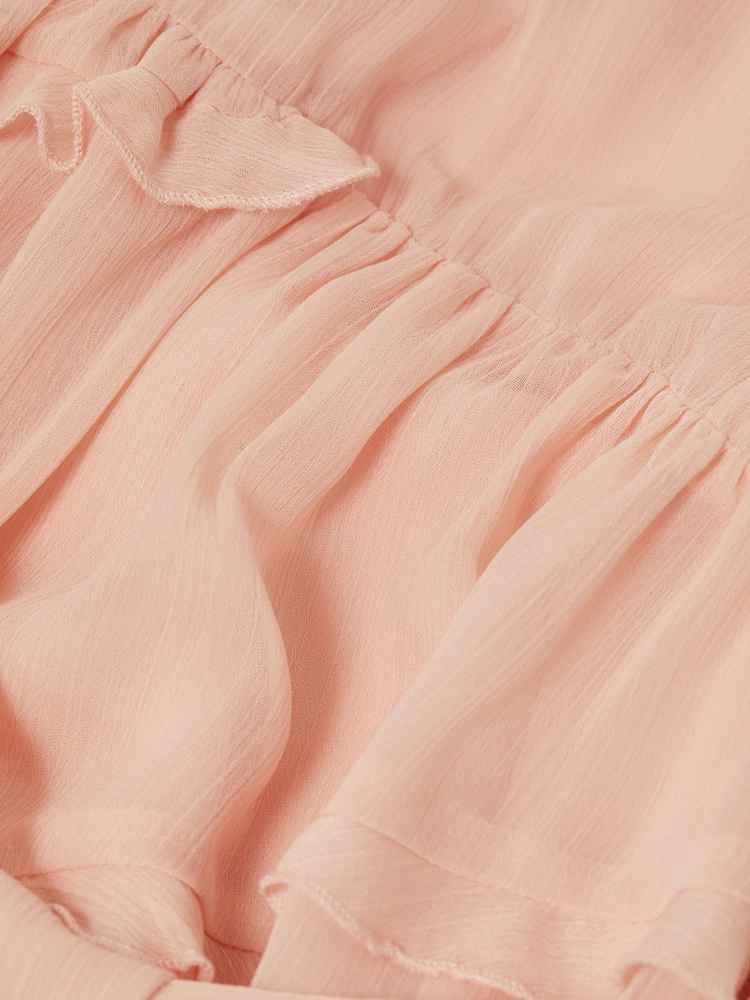 Reiss Pink Aubrey Belted Frill Dress - Image 6 of 6