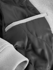Light Grey Padded Bomber Jacket with Wool - Image 11 of 12