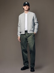 Light Grey Padded Bomber Jacket with Wool - Image 2 of 12