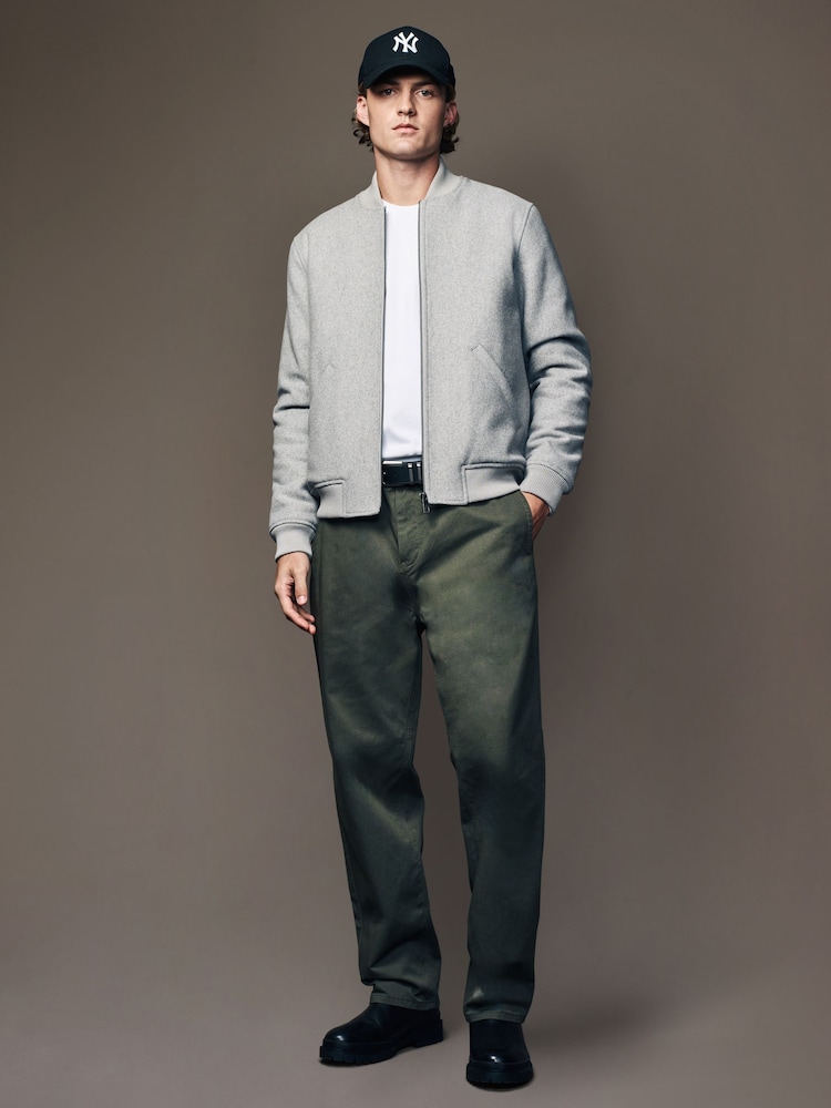 Light Grey Padded Bomber Jacket with Wool - Image 2 of 12 Light Grey Padded Bomber Jacket with Wool - Image 2 of 12