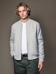 Light Grey Padded Bomber Jacket with Wool - Image 3 of 12