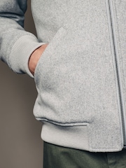 Light Grey Padded Bomber Jacket with Wool - Image 6 of 12