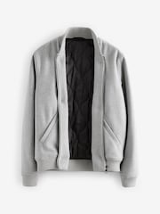 Light Grey Padded Bomber Jacket with Wool - Image 8 of 12