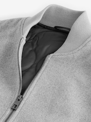 Light Grey Padded Bomber Jacket with Wool - Image 9 of 12