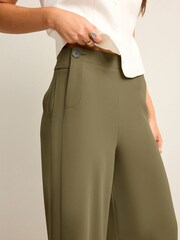 Khaki Green Tailored Crepe Super Wide Trousers - Image 4 of 6