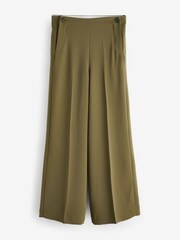 Khaki Green Tailored Crepe Super Wide Trousers - Image 5 of 6