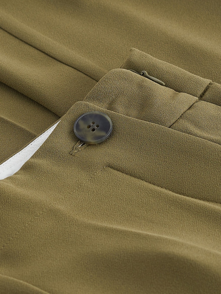 Khaki Green Tailored Crepe Super Wide Trousers - Image 6 of 6