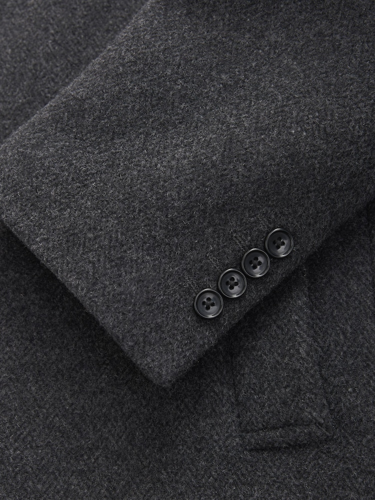 Charcoal Grey Signature Soft Touch Wool Funnel Neck Coat - Image 10 of 10