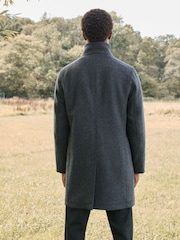 Charcoal Grey Signature Soft Touch Wool Funnel Neck Coat - Image 3 of 10