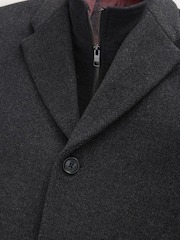 Charcoal Grey Signature Soft Touch Wool Funnel Neck Coat - Image 8 of 10