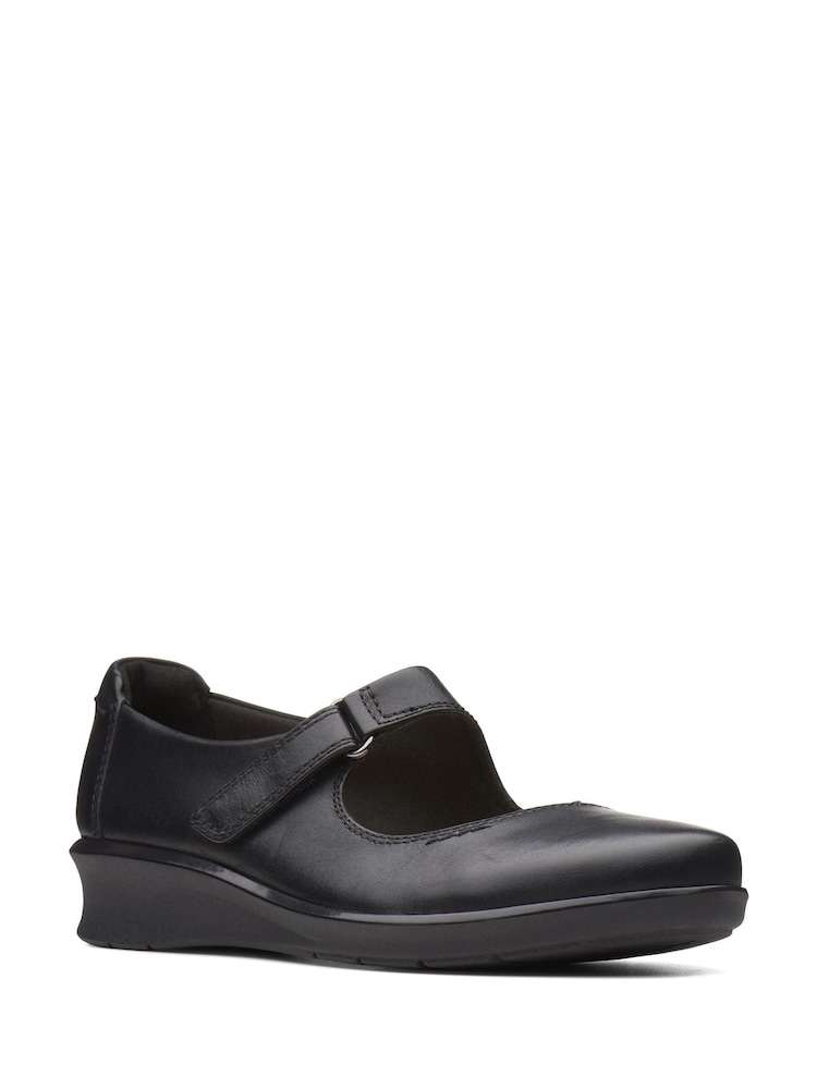 Clarks Black Leather Hope Henley Shoes - Image 3 of 6