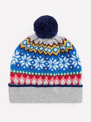 Boden Grey Fair Isle Beanie - Image 1 of 2