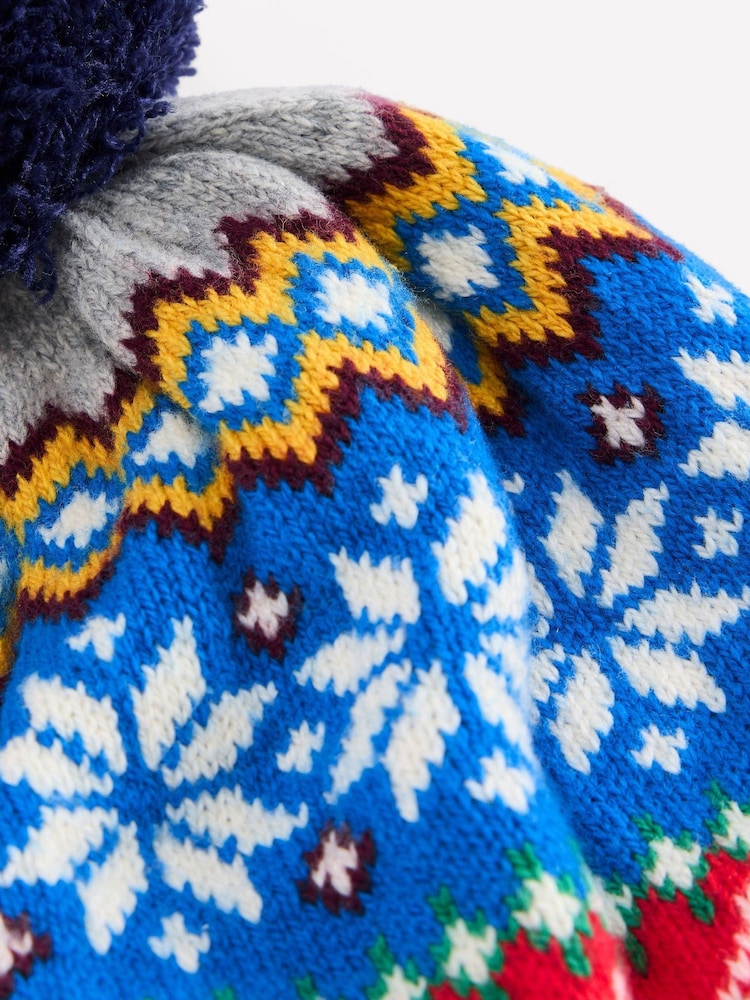 Boden Grey Fair Isle Beanie - Image 2 of 2 Boden Grey Fair Isle Beanie - Image 2 of 2