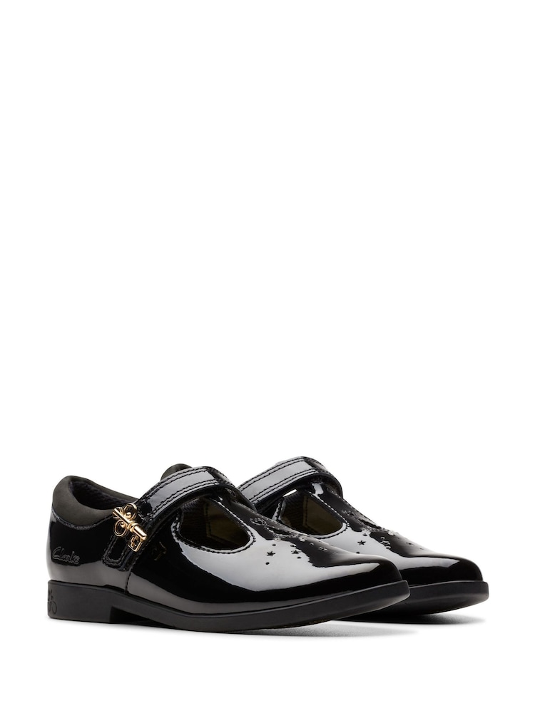 Clarks Black Wide Fit (G) Patent Lock Shine School Shoes - Image 3 of 7