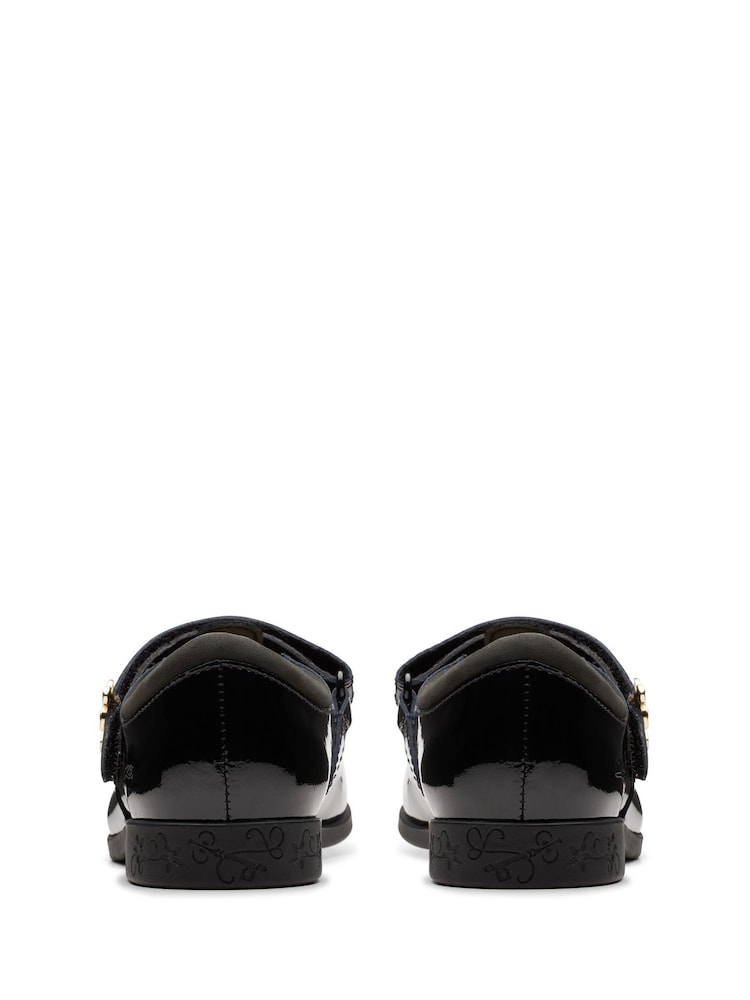 Clarks Black Wide Fit (G) Patent Lock Shine School Shoes - Image 4 of 7