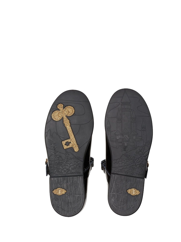 Clarks Black Wide Fit (G) Patent Lock Shine School Shoes - Image 6 of 7
