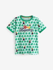 Little Bird by Jools Oliver Green Short Sleeve Raglan Super Lucky 100% Cotton T-Shirt - Image 1 of 6