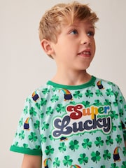 Little Bird by Jools Oliver Green Short Sleeve Raglan Super Lucky 100% Cotton T-Shirt - Image 4 of 6