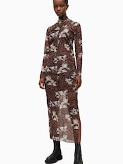 AllSaints Brown Tia Alessandra Dress - Image 4 of 11