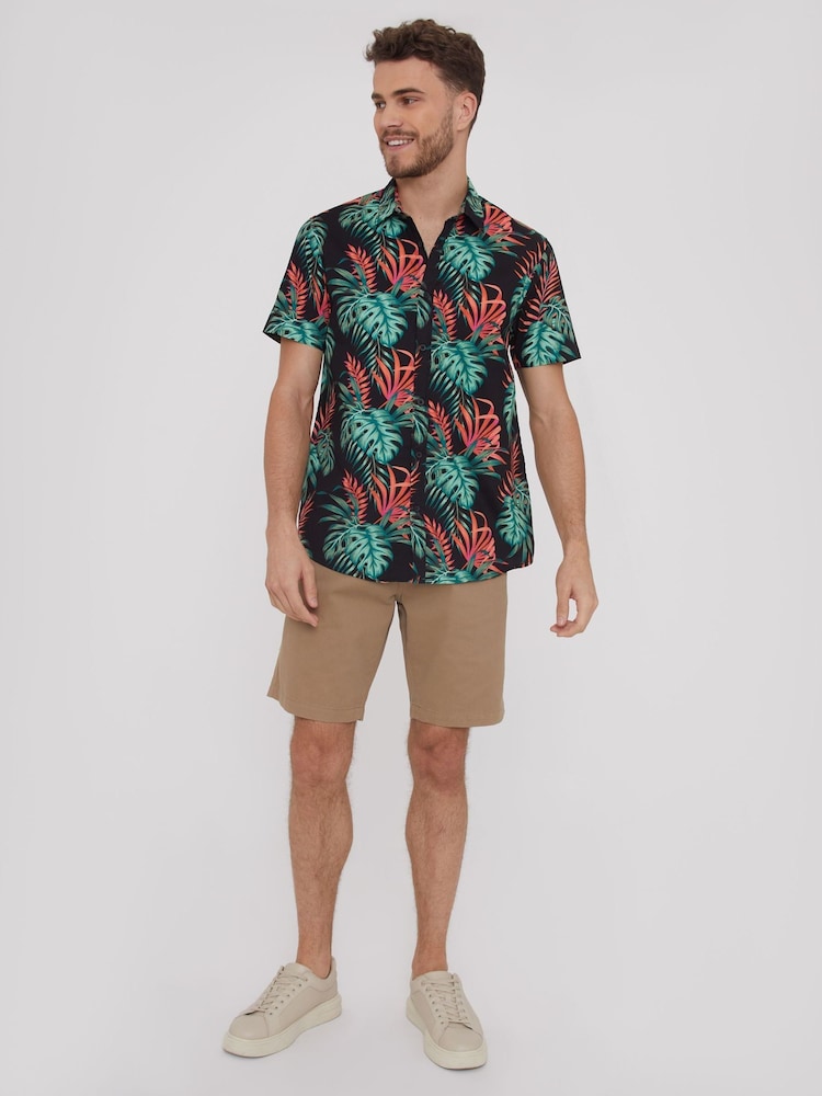 Threadbare Black Print Short Sleeve Shirt - Image 3 of 4