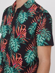 Threadbare Black Print Short Sleeve Shirt - Image 4 of 4