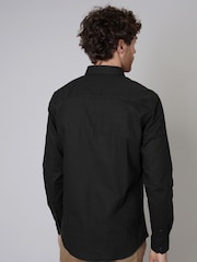 Threadbare Black Linen Blend Long Sleeve Shirt - Image 2 of 4