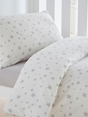 Silentnight Grey Kids Safe Nights Pink Star Cot Bed 100% Cotton Duvet Cover and Pillowcase Set - Image 1 of 8