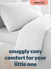 Silentnight Grey Kids Safe Nights Pink Star Cot Bed 100% Cotton Duvet Cover and Pillowcase Set - Image 3 of 8