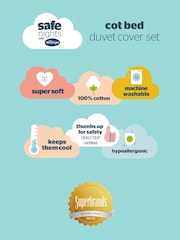 Silentnight Grey Kids Safe Nights Pink Star Cot Bed 100% Cotton Duvet Cover and Pillowcase Set - Image 8 of 8
