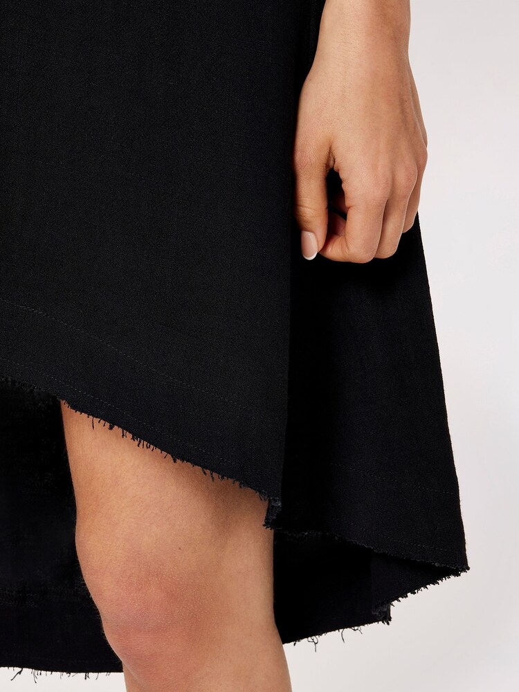 Apricot Black Touch of Linen & Cotton V-neck Rope Belt Dress - Image 5 of 5